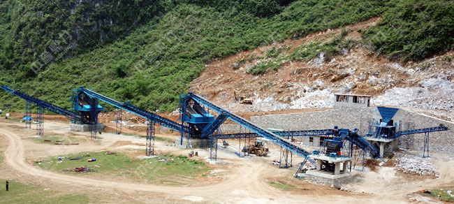 广西南宁马山县三联采石厂时产300吨骨料生产线