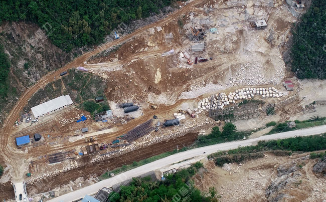 绵阳北川建特林砂石厂时产500吨骨料生产线俯瞰图