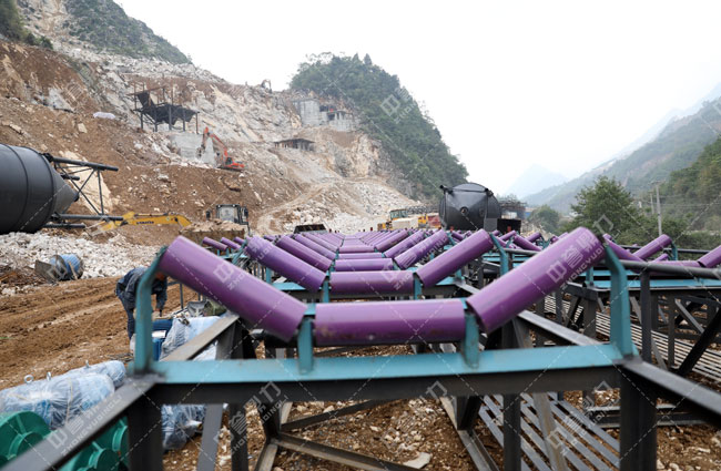 建设中的绵阳北川建特林砂石厂时产500吨骨料生产线