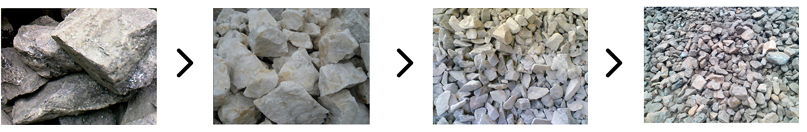 破碎不同程度的石子加工原料